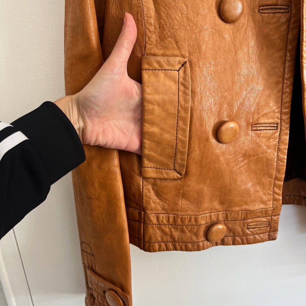 Banana Republic - Vintage Chestnut Genuine Leather Jacket (S) - Picture 4 of 9